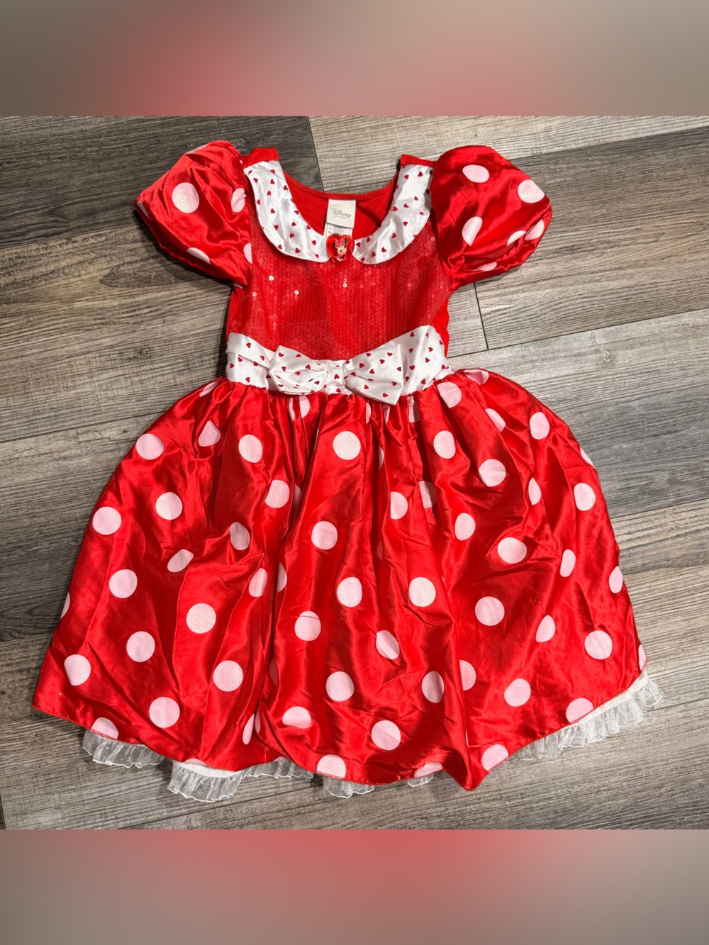 Disney Store Minnie Mouse Costume Girls 7/8 Red Polka Dot Halloween Dress